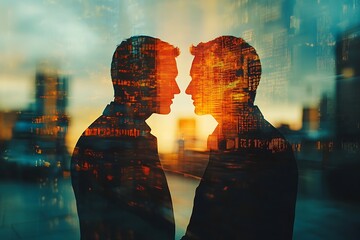 Global Business Opportunity Silhouette Overlay