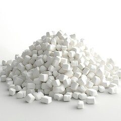Pile of white marshmallows isolated on white background