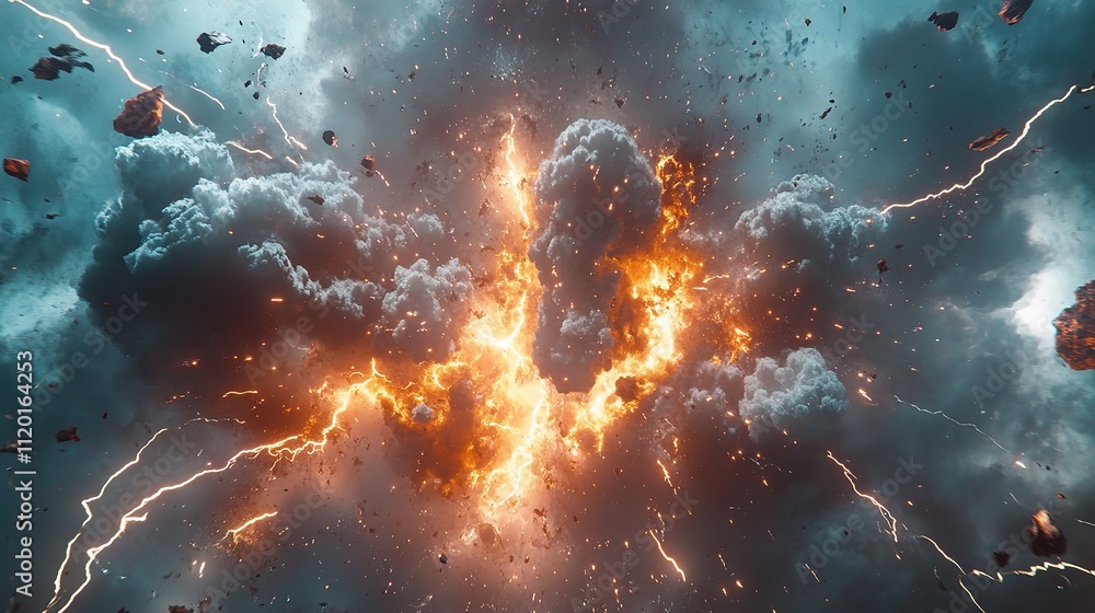 Poster dynamic lightning explosion in an abstract background