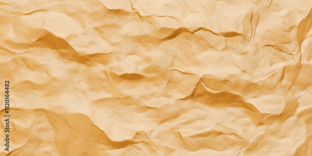 Poster Crumpled brown wrapping paper forms an abstract textured background, with highlights and shadows adding depth