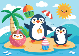 summer-design-with-cute-penguins-----vector-illust.eps