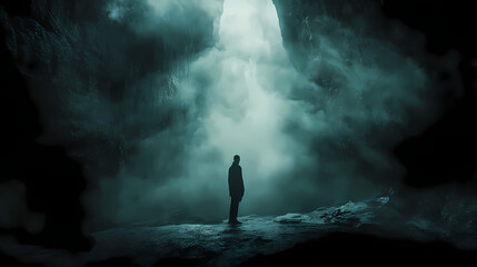 Seraphic guardian protecting against the shadowy abyss in cinematic,photographic style. Seraphic. Illustration