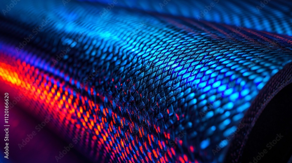 Poster material texture vibrant colors with blue red reflective visual sparkle and dynamic shine.
