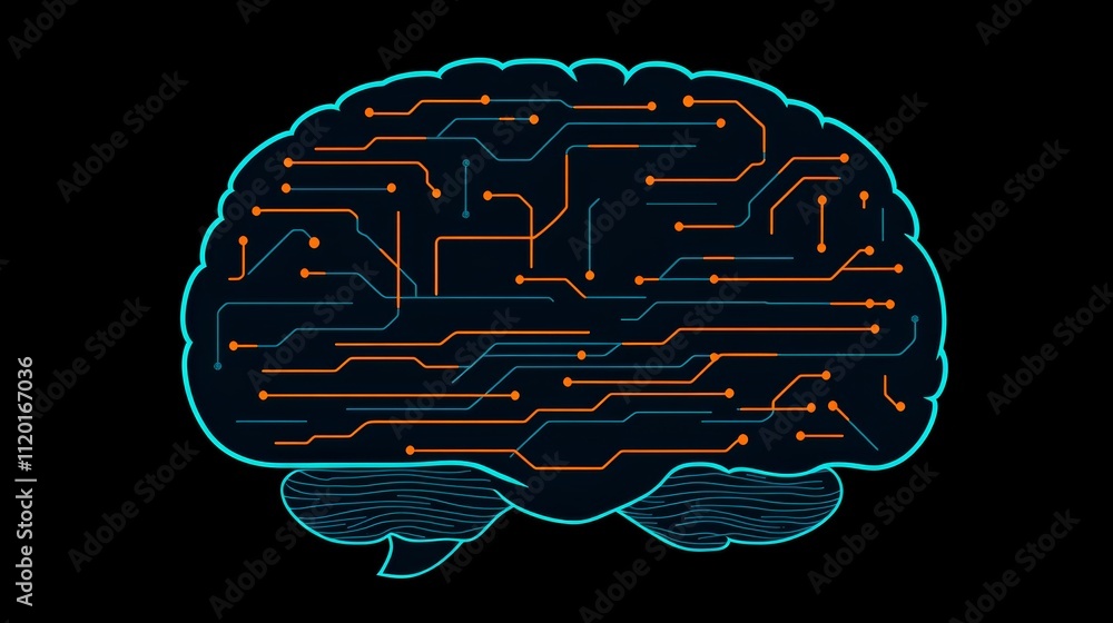 Poster illuminating brain circuitry, a visual journey into the intricate network of neurons, synapses, and 