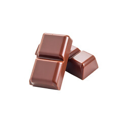 Stack of milk chocolate against a transparent background