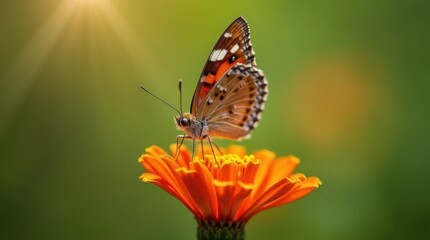 Obraz premium Butterfly on Vibrant Flower Close-Up