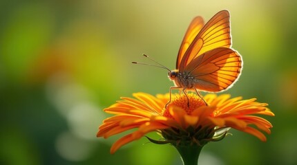 Fototapeta premium Butterfly on Vibrant Flower Close-Up