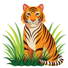 tiger-long-grass-white-background.eps