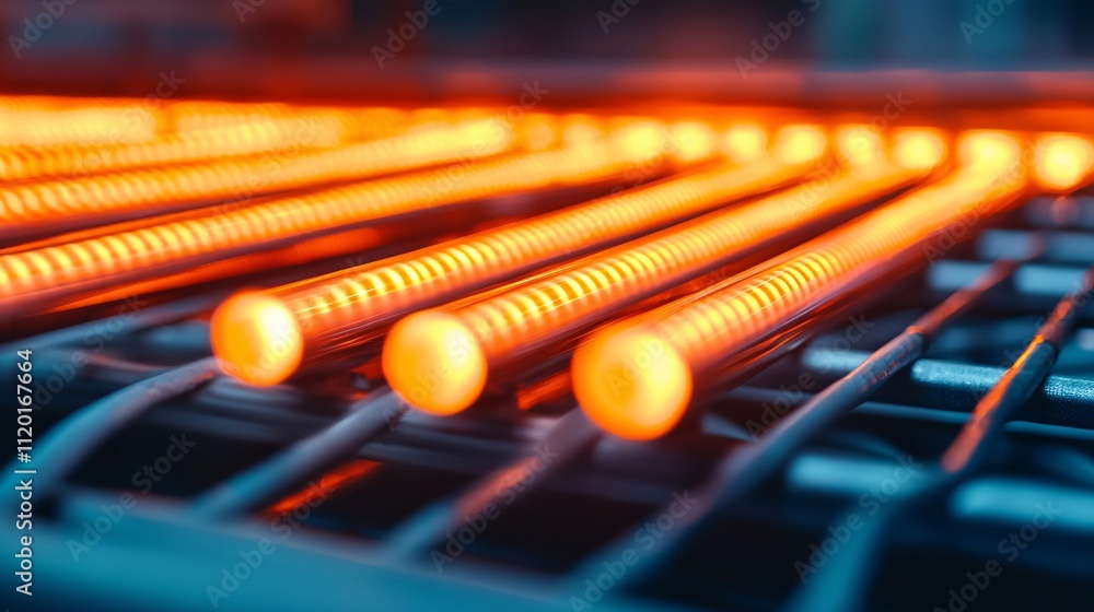 Poster material science heating rods glow in industrial elements for operation efficiency and performance q