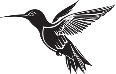 Obraz premium Silhouette of a hummingbird in flight graphic vector on white background