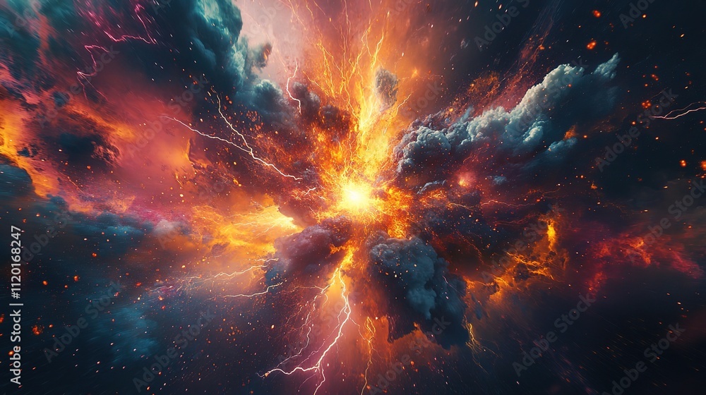 Poster dynamic abstract background with lightning and explosion effects