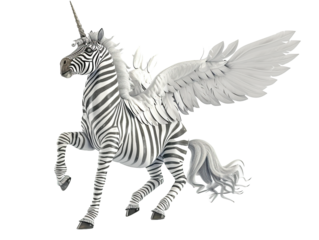 A fantasy creature a zebra as a mythological on transparent or white background png