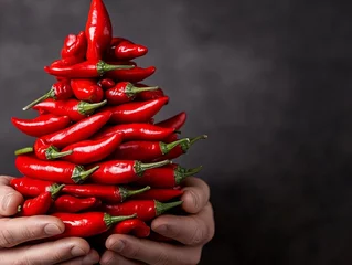 A person holding a pile of red hot chili peppers in their hands