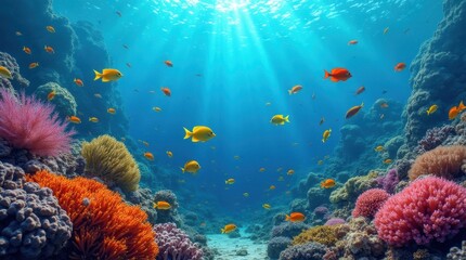 Obraz premium Vibrant Coral Reef with Exotic Fish