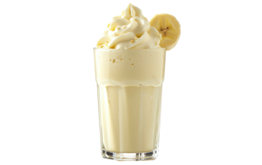 Banana milkshake on transparent or white background png