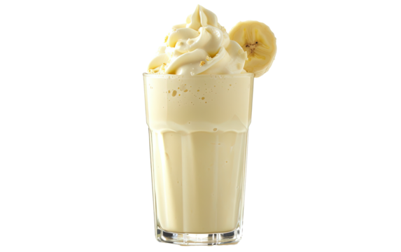 Banana milkshake on transparent or white background png