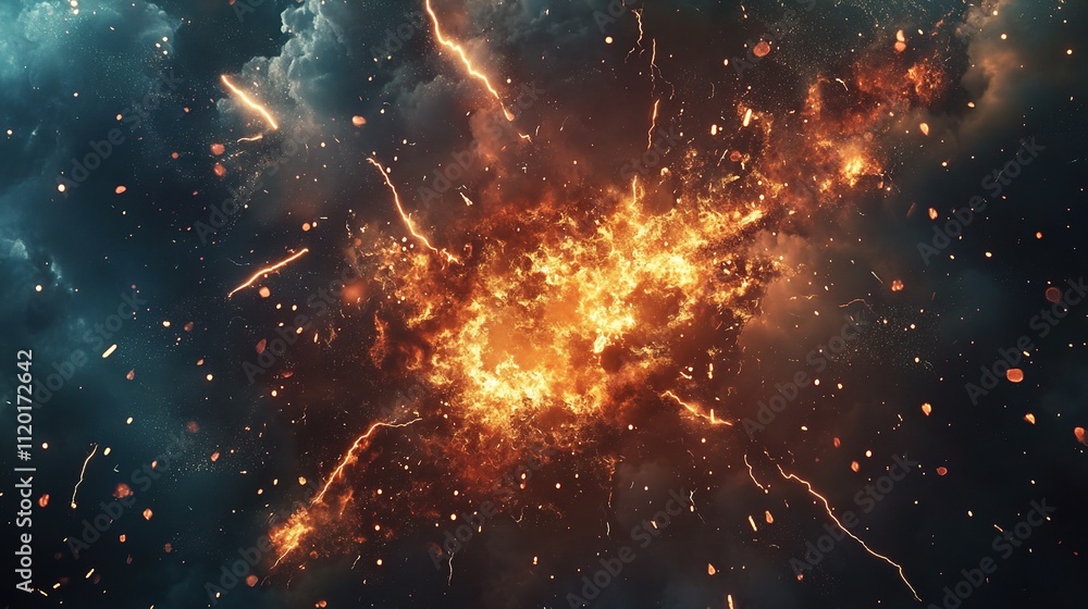 Poster dynamic lightning explosion in abstract background with colors