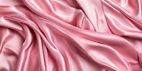 Abstract flowing silk fabric texture, beautiful draped shimmering satin background in rose pink