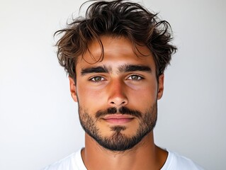 Obraz premium A man with a beard and a white t-shirt