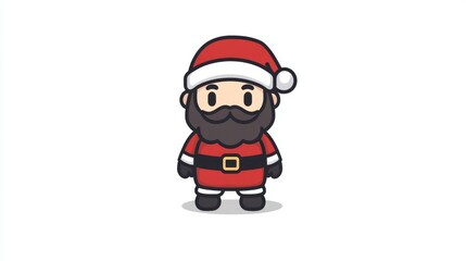 Cute Christmas character Santa Claus in red coat and hat