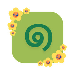 Green Thai number 1 on a green background. Yellow flowers add a bright touch to the image.