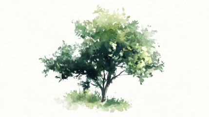 Fototapeta premium Watercolor Painting of a Lush Green Tree