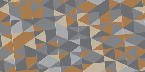 image of low relief 3D triangle interior wall in gold color background. Abstract colorful Seamless triangular pattern background. Polygonal Mosaic Background.