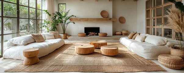 Cozy and sunlit living room with modern rustic decor