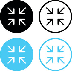 minimize icon four 4 arrows icons, rally compact size small scale arrows icons . shrink icon resize in arrows