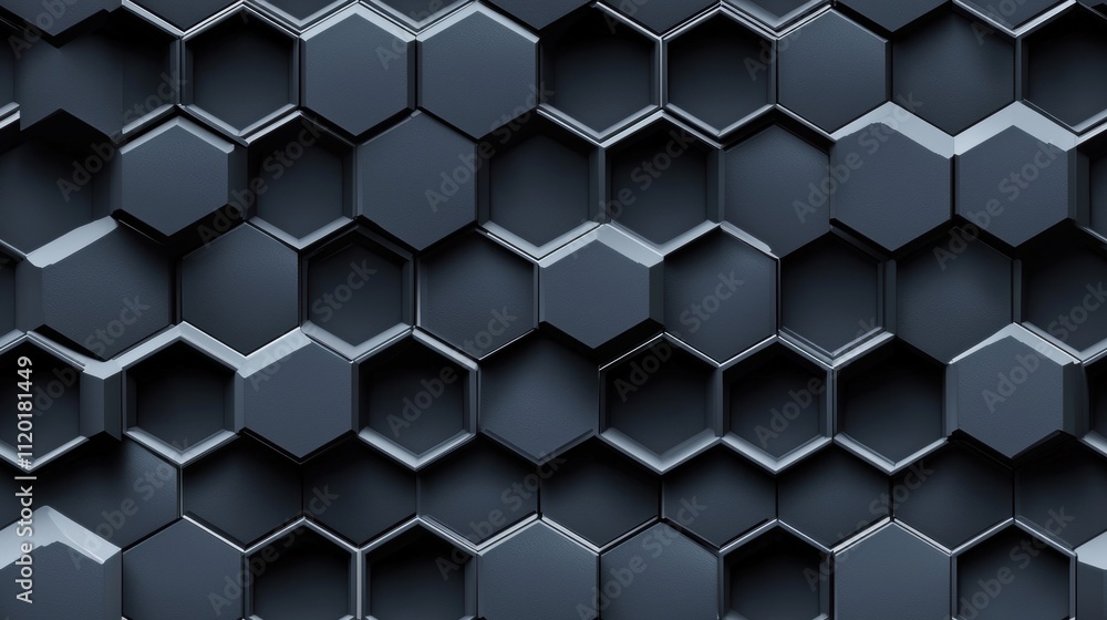 Poster Detailed 3D Honeycomb Pattern with Geometric Elements Centered in a Dark Background for Modern Design Applications