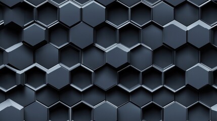 Detailed 3D Honeycomb Pattern with Geometric Elements Centered in a Dark Background for Modern Design Applications