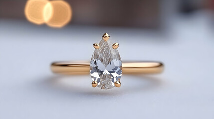 3 stone pear ring with double claw prong