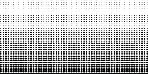 Halftone gradient. Dotted gradient, smooth dots spraying and halftones dot background seamless horizontal geometric pattern vector template set