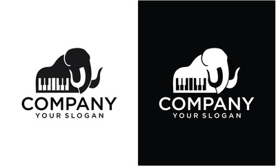 Creative Illustration vector graphic template of elephant piano