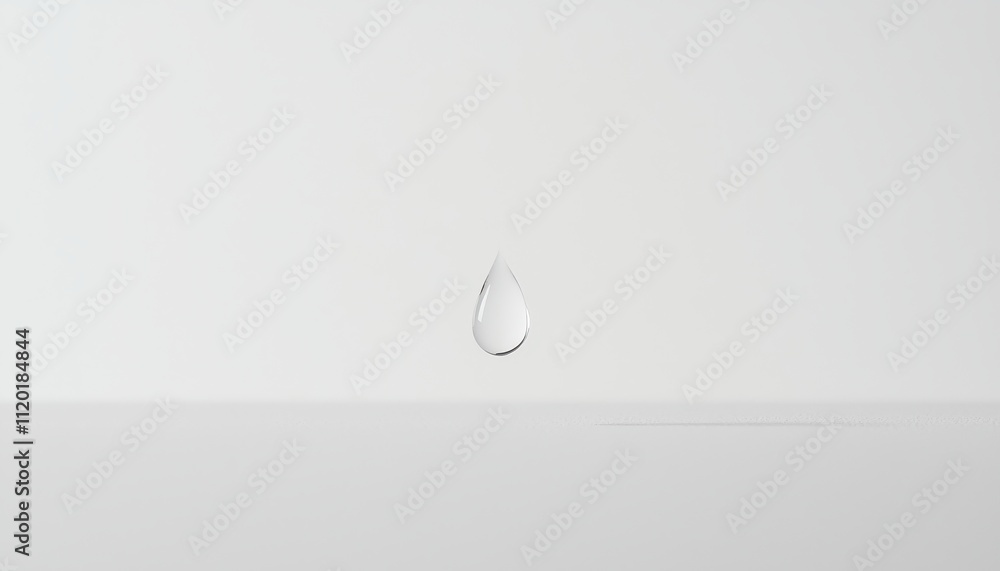 Poster minimalist view of single raindrop on smooth surface captures tranquility and simplicity in a soft f