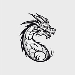 Obraz premium Fierce Dragon Tattoo Design in Monochrome Style