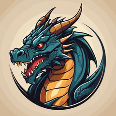 Fierce Dragon Illustration with Bold Colors and Striking Details