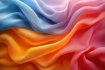 Obraz premium A colorful display of flowing fabric in shades of blue, orange, pink, and red.