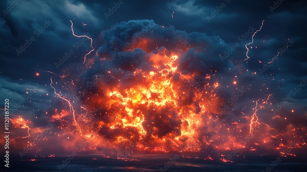 Poster dynamic abstract lightning explosion in dramatic background scene