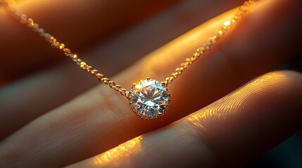 Fototapeta premium Golden Hour Diamond Necklace Photo