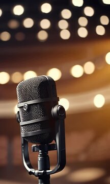 4k recording vintage room space broadcasting dark studio microphone stage copy station concert radio retro mic old sound music audio classic