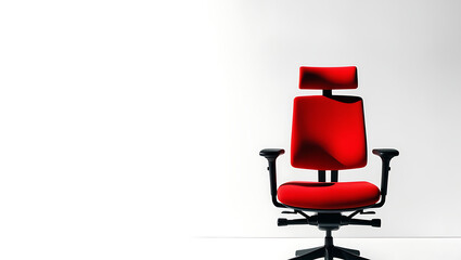 Fototapeta premium red armchair hiring poster, hiring copy space background, red chair copy space, hiring chair, hiring advertisement, office recruitment, job advertisement