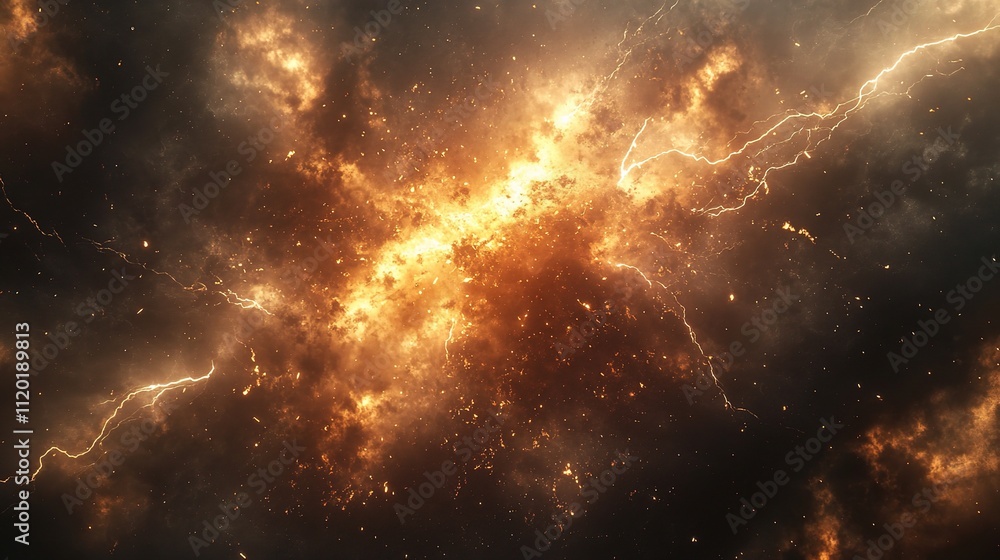 Poster dynamic abstract background of lightning and explosive energy