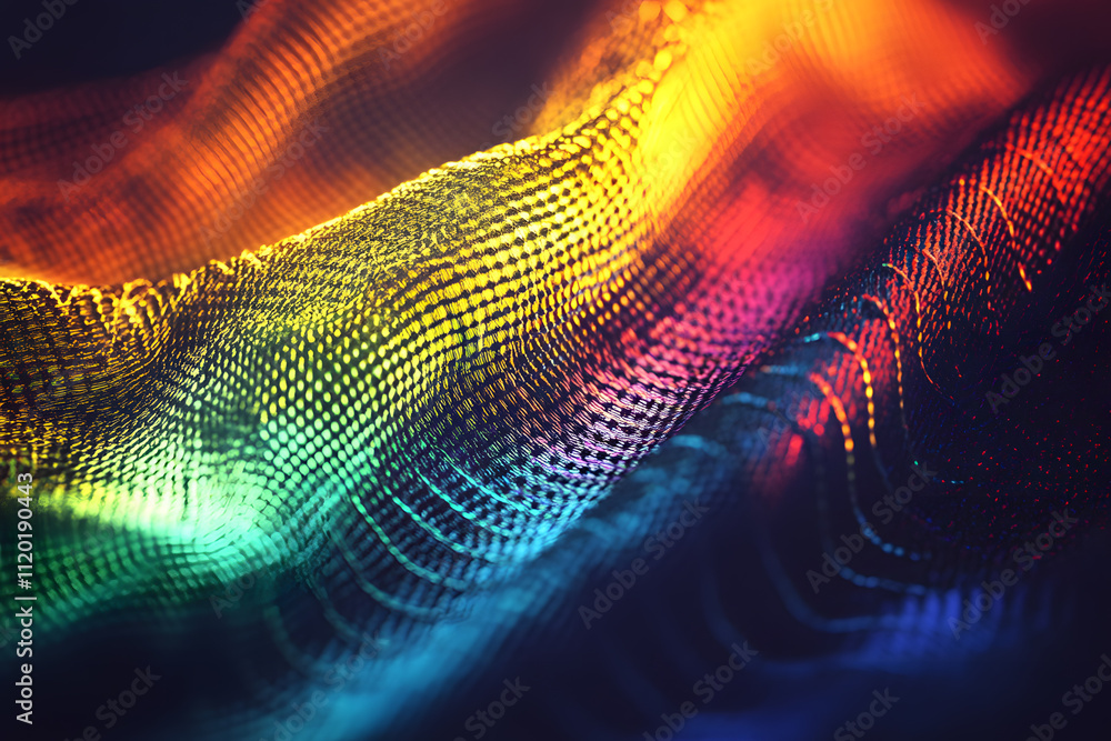 Poster dynamic flow of colorful waves abstract digital art studio environment high-resolution viewpoint vis
