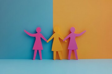 Minimalist Blue and Pink Unity Concept Teamwork and Support