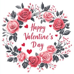 Happy valentine's day floral wreath celebrating love and romance