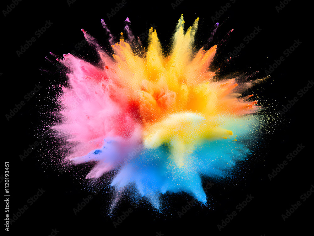 Poster vibrant color explosion studio setting high-resolution image artistic environment close-up view dyna