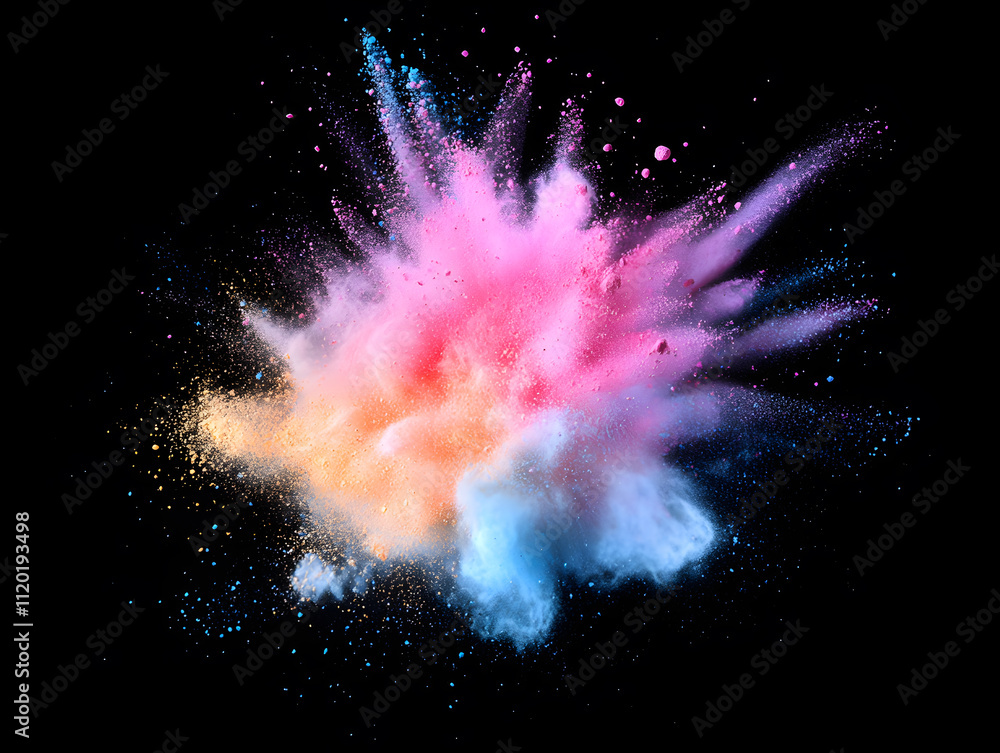 Poster vibrant color explosion studio abstract art dark background close-up creative expression for visual 