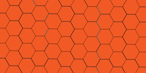 orange hexagon 3D background texture. modern abstract polygonal pattern. 3d rendering illustration. Futuristic abstract banner. black lines 3d Hexagonal. honeycomb orange Background.