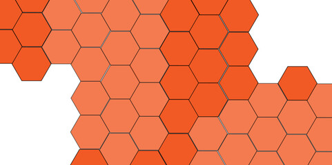 orange hexagon 3D background texture. modern abstract polygonal pattern. 3d rendering illustration. Futuristic abstract banner. black lines 3d Hexagonal. honeycomb orange Background.